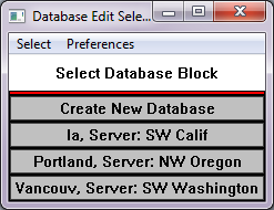 Update Database Select Window