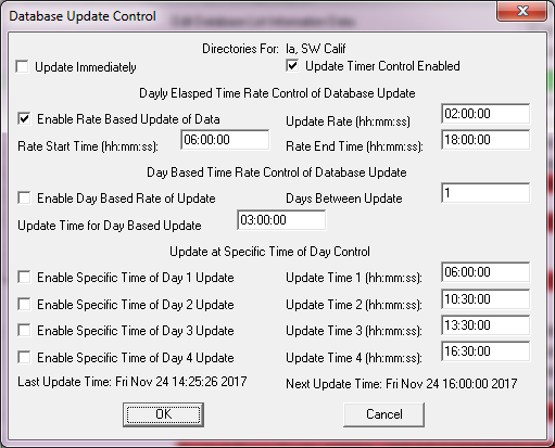 Database Update Time Dialog